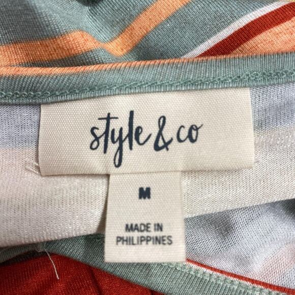 New Style‎ & Co Island Getaway Nautical Striped Blouse Medium - Picture 5 of 5